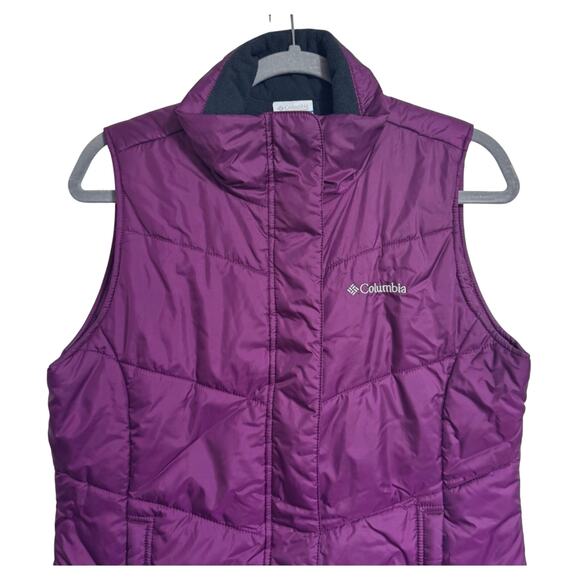 Columbia Women’s Puffer Vest With Fleece Lining Size Slant Pockets Medium - Picture 4 of 11